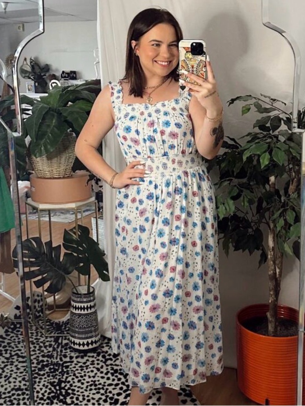 loveshackfancy pasha white flower print midi dress